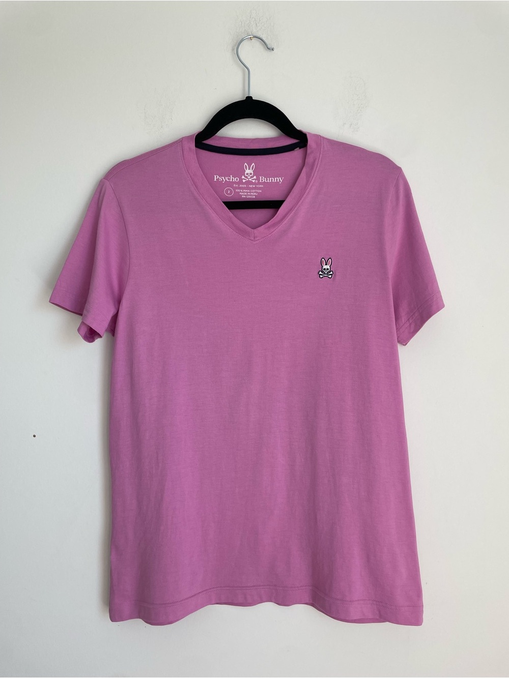 Psycho Bunny Lilac Purple V Neck Tee 100% Pima Cotton Mens Size 2/XXS
